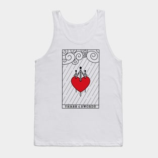 Three of swords tarot card minimalistic design light version Tank Top